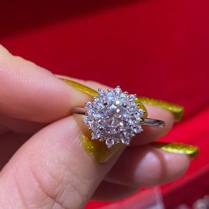 Halo Moissanite diamond engagement bridal ring